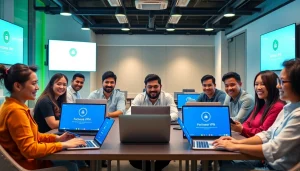 在现代工作空间的设备上展示的快连 VPN 界面，突出连接性与安全性。