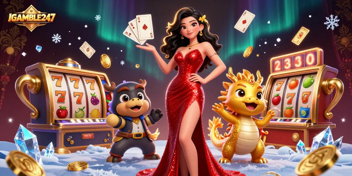Experience the thrill of slots with IGAMBLE247's vibrant 3D casino illustration featuring exciting game elements.