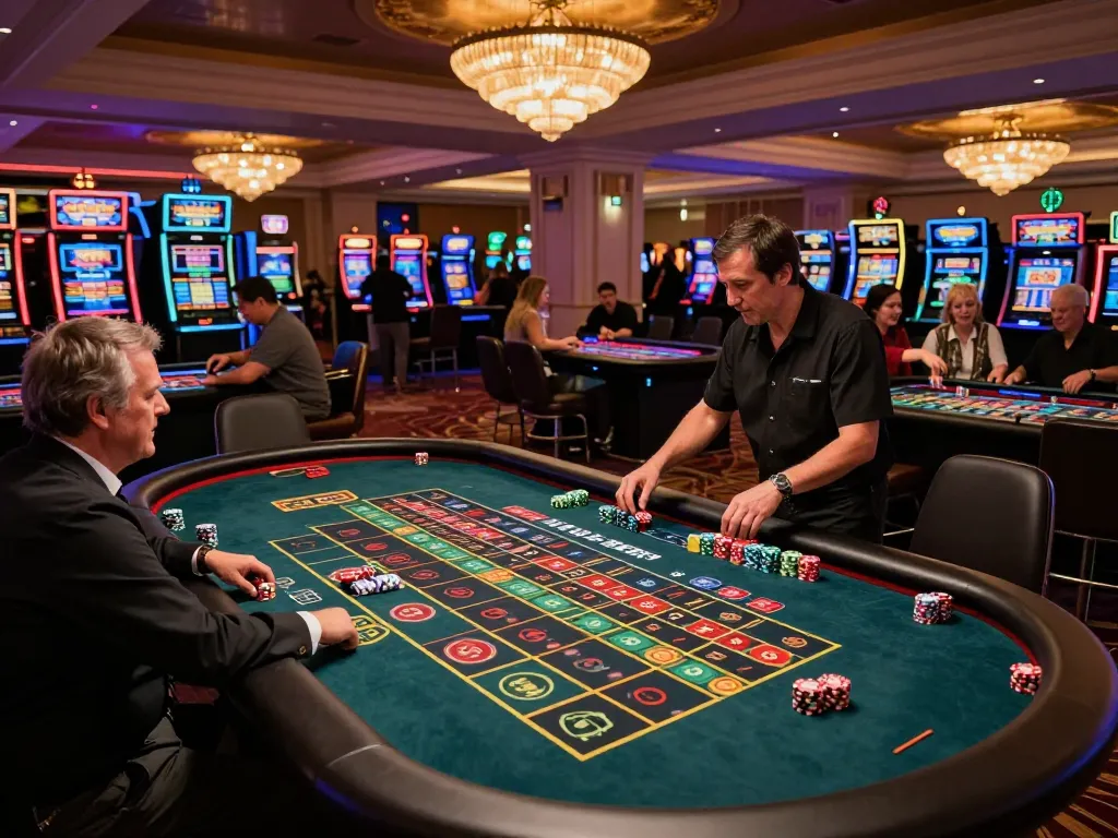 Players at mm88pc engaging in an exciting roulette game with vibrant casino ambiance.