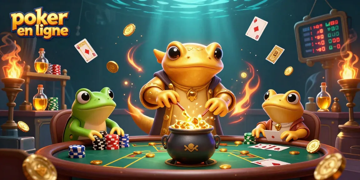 Jouez au poker en ligne avec style dans une scène dynamique illustrant des personnages interactifs.