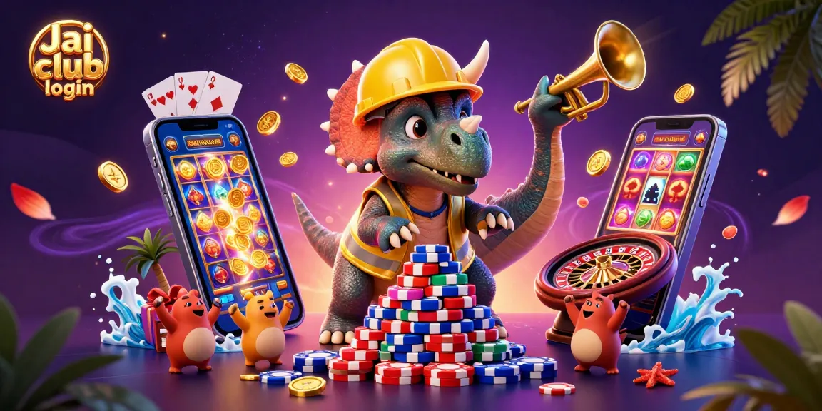 Engage in thrilling gameplay with Jai Club login, featuring a lively 3D casino scene filled with colorful games and excitement.