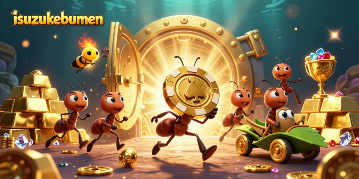 Experience the thrilling action at isuzukebumen with ants running a heist for a giant poker chip.