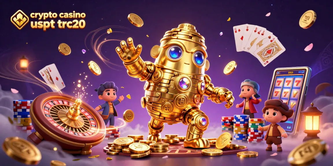 Giocare nel crypto casino usdt trc20 con un golem d'oro circondato da simboli e gettoni.