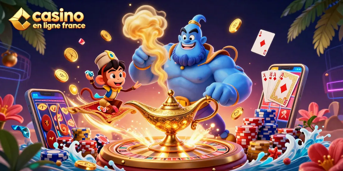 Découvrez le casino en ligne France avec cette illustration dynamique, mettant en avant les jeux de casino et les paris.