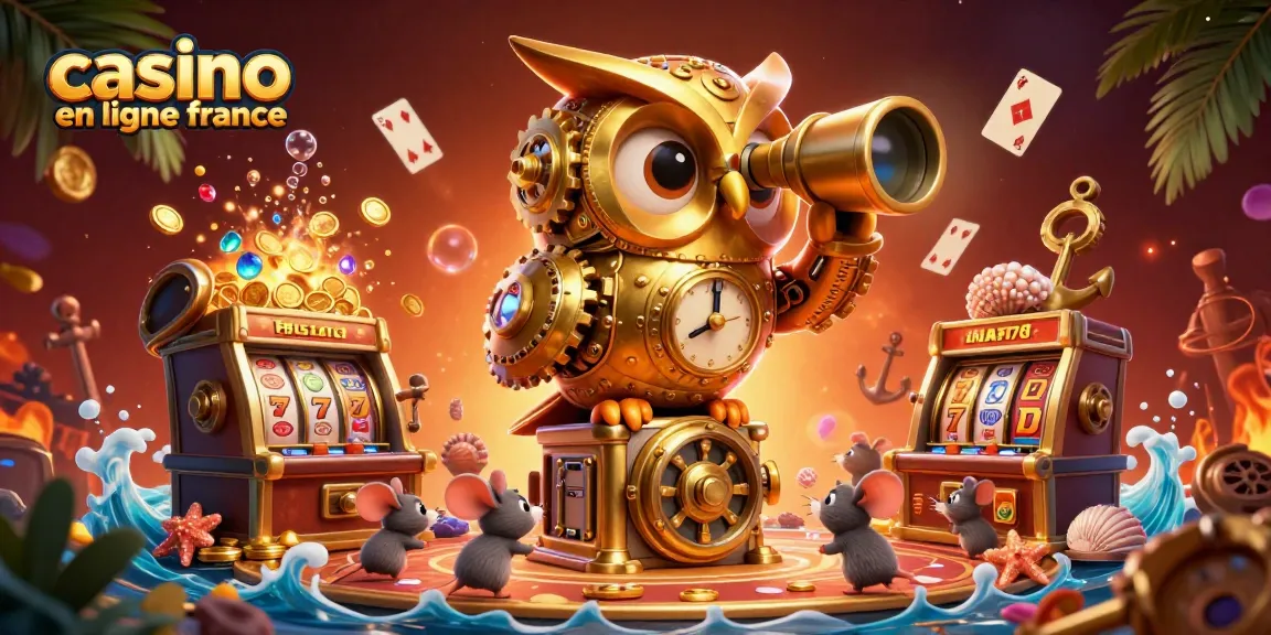 Jouez au casino en ligne France avec un hibou doré et des souris entre les machines à sous