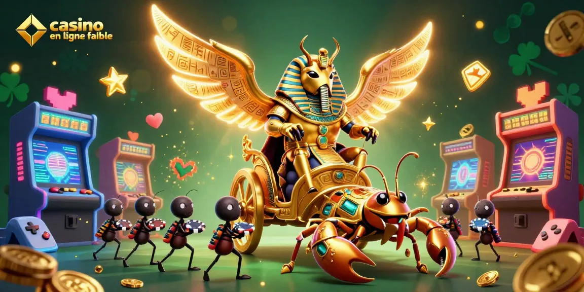 Plongée dans l'univers des jeux avec un scarabée géant et des scorpions, pour un casino en ligne fiable.