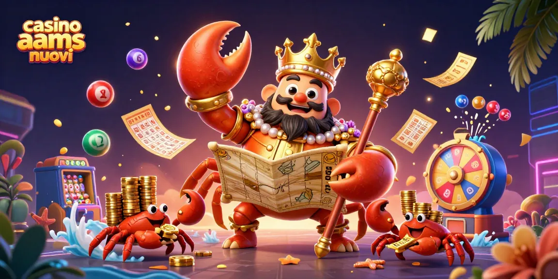 Scopri i nuovi casinò AAMS nel 2026 grazie a questa illustrazione 3D di un imperatore granchio d'oro.