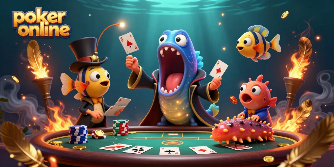Jouer au poker en ligne avec des personnages marins fascinants et un décor de casino riche.