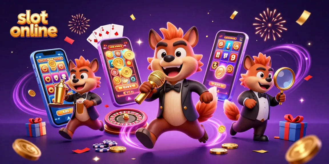 Slot online dengan karakter hyena di kasino komedi, memicu keseruan bermain.