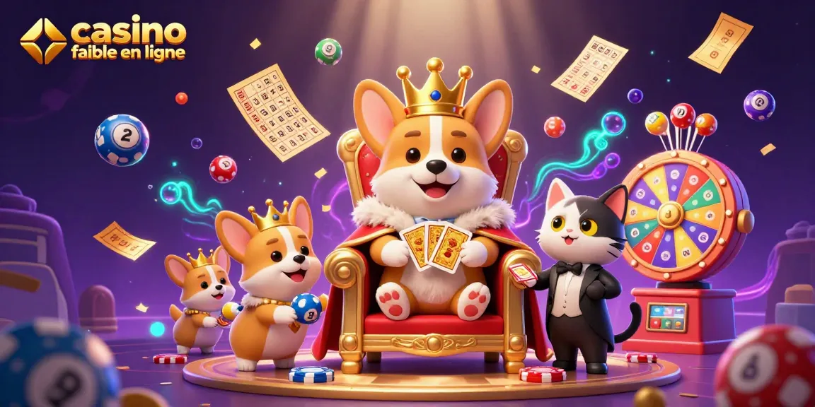 Profitez de l'expérience d'un casino fiable en ligne avec un corgi royal entouré de jeux et de loteries.