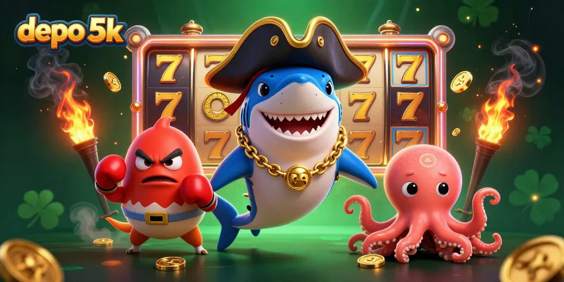 Experience the excitement of slot games with depo 5k featuring cartoon characters and vibrant game elements.