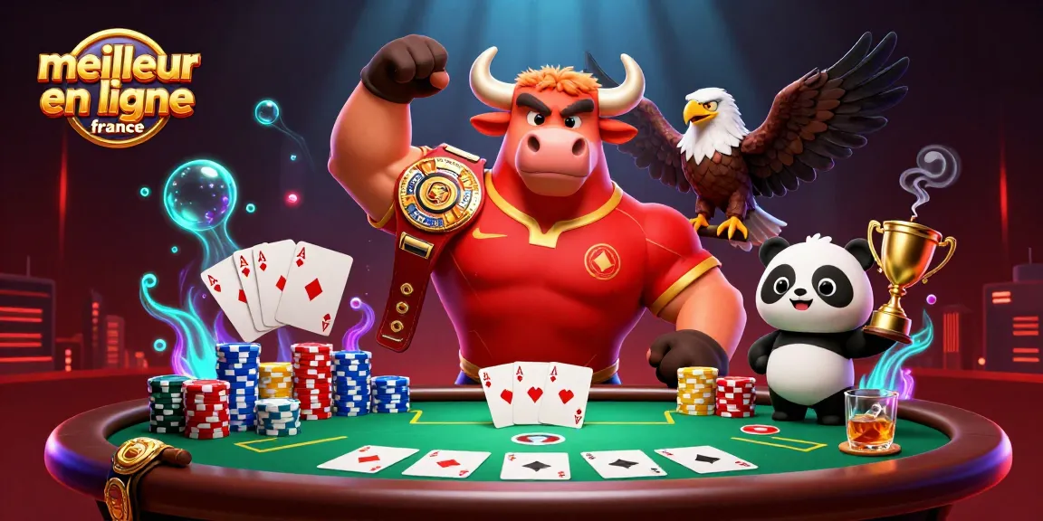 Illustration dynamique représentant le meilleur casino en ligne France avec des personnages 3D captivants.