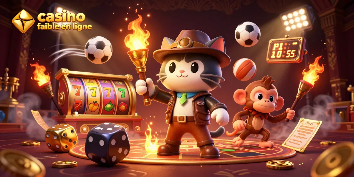 Illustration de casino fiable en ligne avec un chat explorateur découvrant un artefact doré dans un temple.