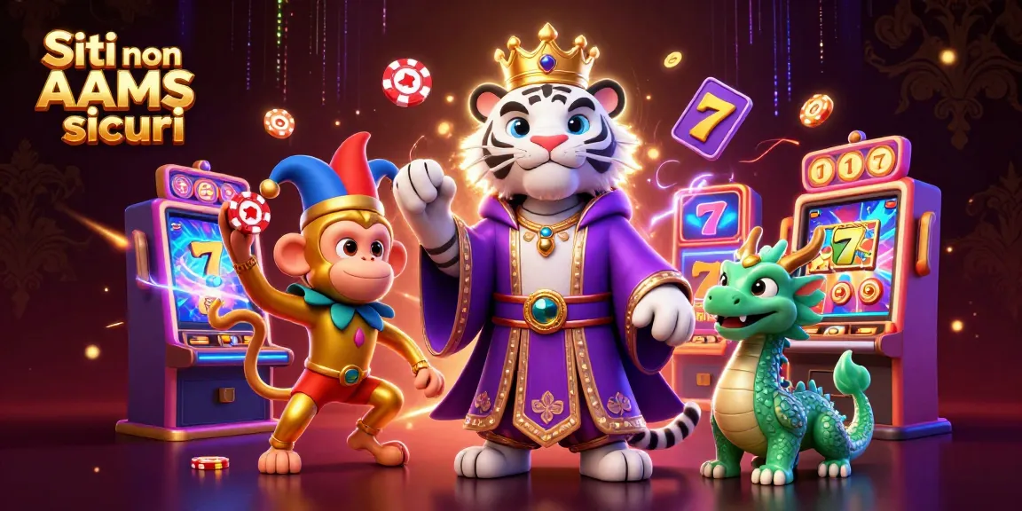 Giocando nei Siti non AAMS sicuri, esplora una realtà vibrante con tigre, scimmia e drago in un casinò 3D.