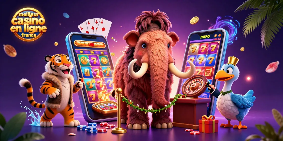 Exposition du meilleur casino en ligne France avec des personnages captivants et des éléments de jeu.
