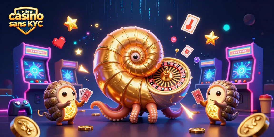 Illuminez votre expérience de jeu avec le meilleur casino sans KYC en ligne affichant des machines colorées et un nautilus géant.